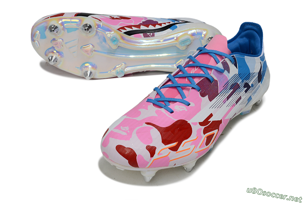 Men's Adidas F50 Elite SG Football Boots - Pink/Camo Blue/Camo Red 3
