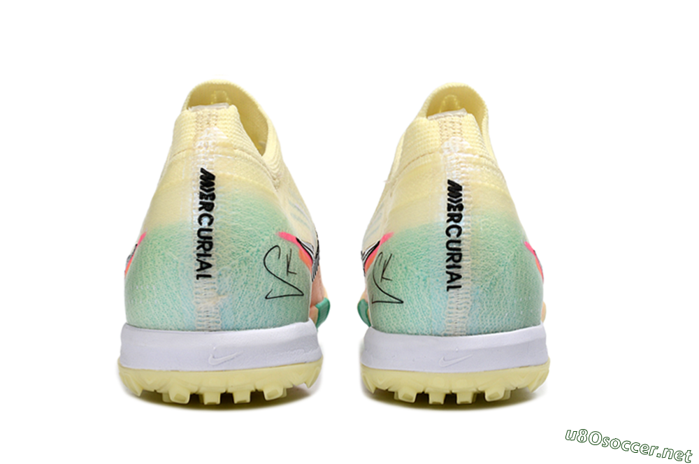 Unisex Nike Air Zoom Mercurial Vapor 16 Elite TF Football Shoes - Yellow/Soft Peach/Seafoam Green 7