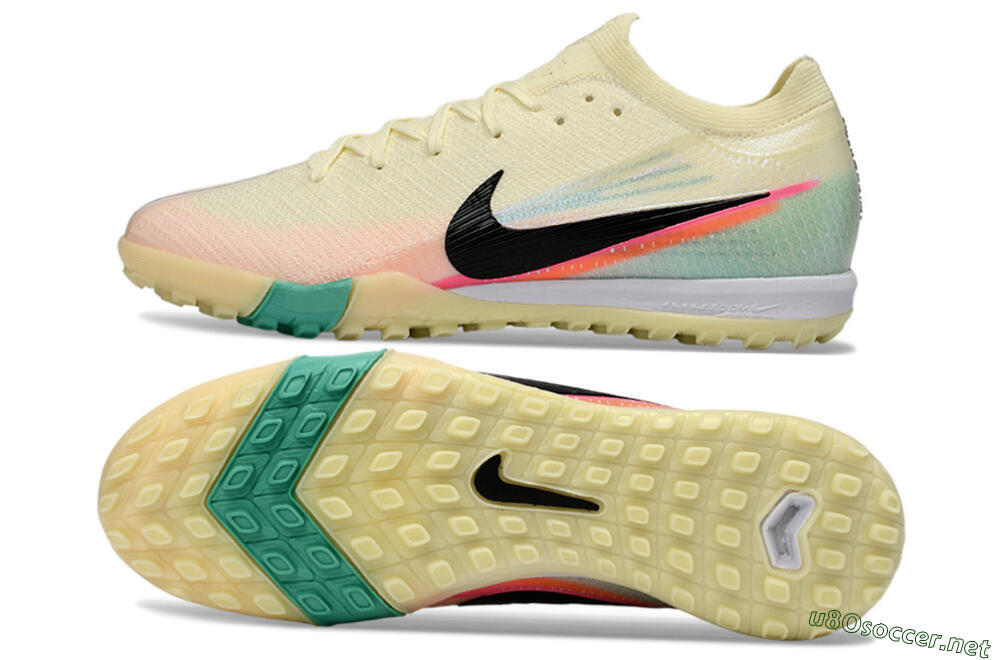 Unisex Nike Air Zoom Mercurial Vapor 16 Elite TF Football Shoes - Yellow/Soft Peach/Seafoam Green 1