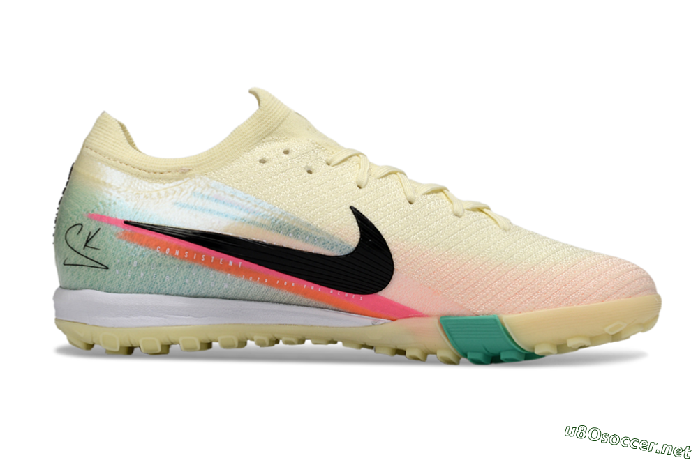 Unisex Nike Air Zoom Mercurial Vapor 16 Elite TF Football Shoes - Yellow/Soft Peach/Seafoam Green 4