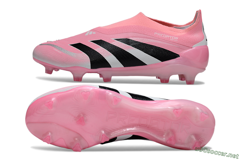 Unisex Adidas Predator 25 Elite Laceless FG Football Boots - Pink/Black/White 1