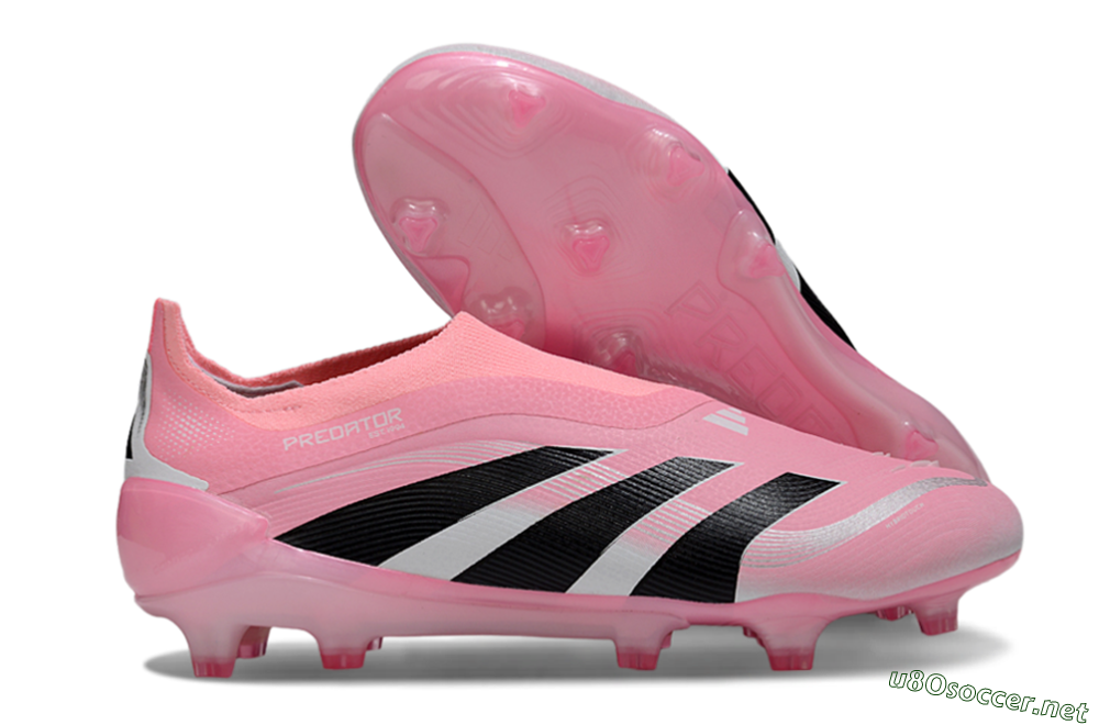 Unisex Adidas Predator 25 Elite Laceless FG Football Boots - Pink/Black/White 2