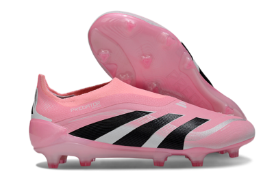 Unisex Adidas Predator 25 Elite Laceless FG Football Boots - Pink/Black/White