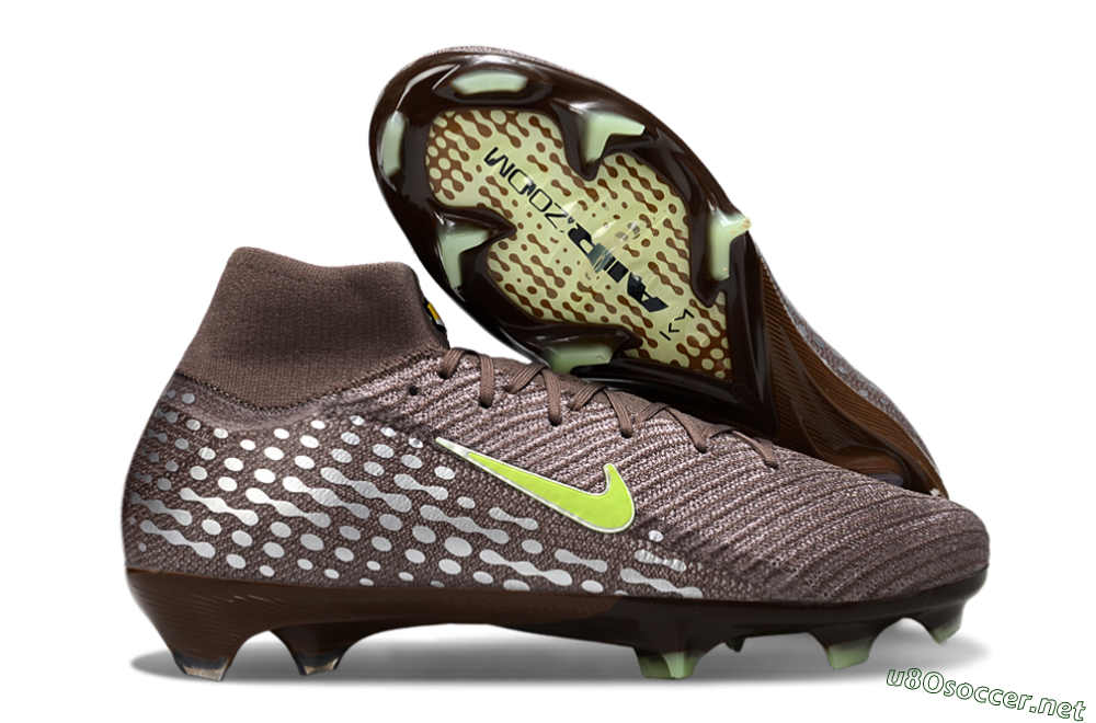 Unisex Nike Air Zoom Mercurial Superfly 10 Elite FG Football Boots - Brown/Yellow/Silver 2
