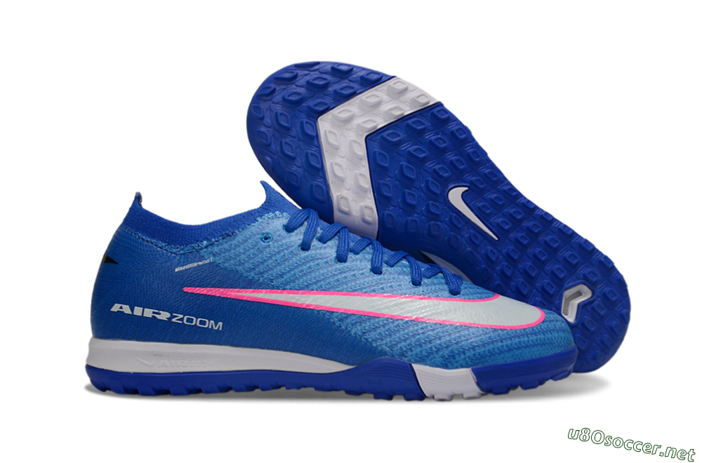 Kids Nike Air Zoom Mercurial Vapor 16 Elite TF Football Shoes - Blue/Electric Blue/Fiery Pink 2
