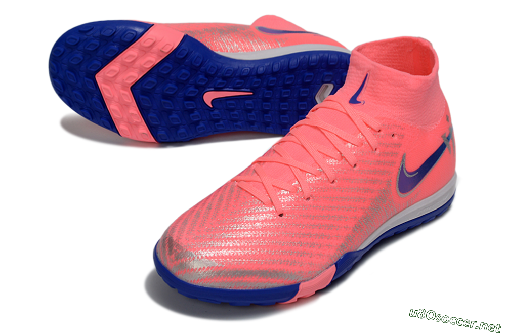 Kids Nike Air Zoom Mercurial Superfly 10 Elite TF Football Shoes - Pink/Electric Pink/Deep Blue 3