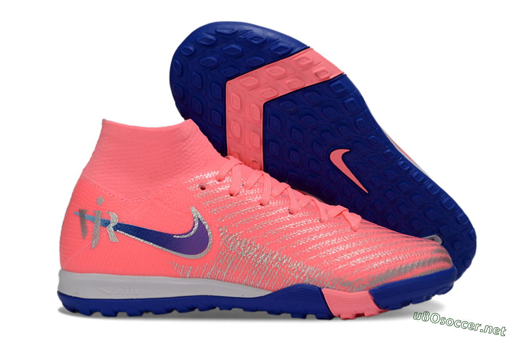 Kids Nike Air Zoom Mercurial Superfly 10 Elite TF Football Shoes - Pink/Electric Pink/Deep Blue 2