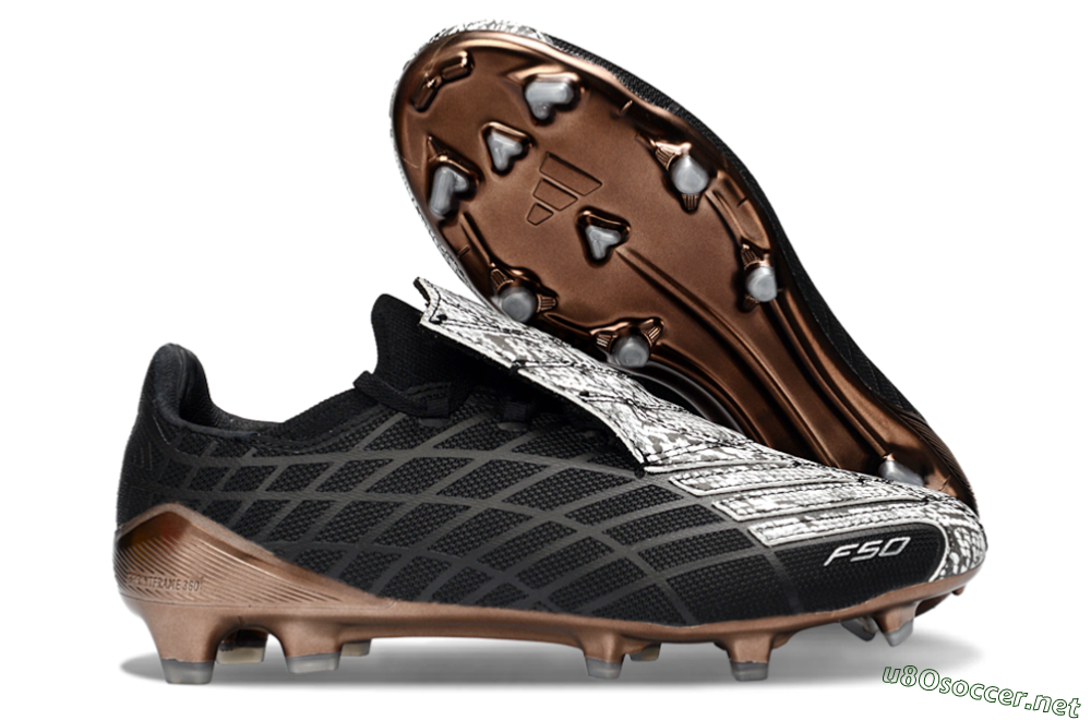 Men's Adidas F50 Elite FG Football Boots - Black/Copper Highlight/White Accents 2