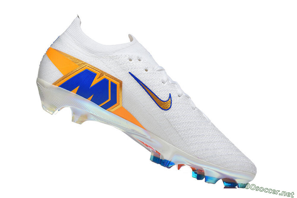 Men's Nike Air Zoom Mercurial Vapor 16 Elite FG Football Boots - White/Electric Blue/Metallic Orange 7
