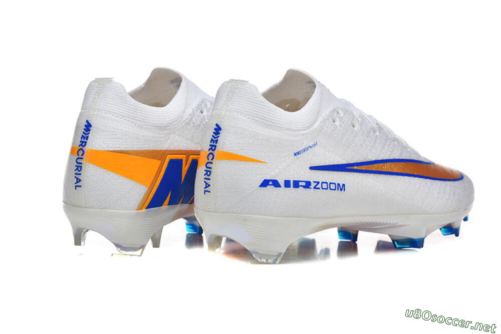 Men's Nike Air Zoom Mercurial Vapor 16 Elite FG Football Boots - White/Electric Blue/Metallic Orange 9