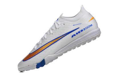 Men's Nike Air Zoom Mercurial Vapor 16 Elite TF Football Shoes - White/Electric Blue/Metallic Gold