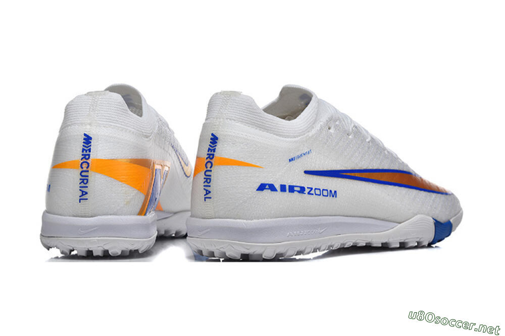 Men's Nike Air Zoom Mercurial Vapor 16 Elite TF Football Shoes - White/Electric Blue/Metallic Gold 9