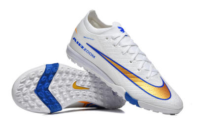 Men's Nike Air Zoom Mercurial Vapor 16 Elite TF Football Shoes - White/Electric Blue/Metallic Gold