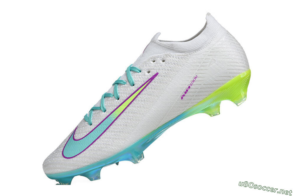 Men's Nike Air Zoom Mercurial Vapor 16 Elite FG Football Boots - White/Aqua Splash/Lime Glow 8