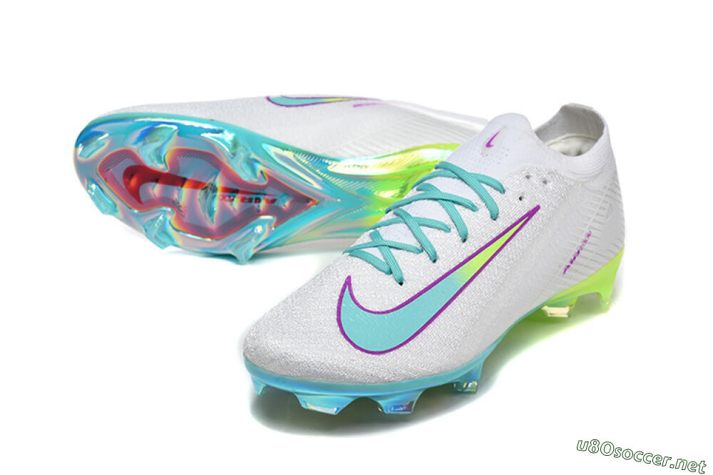 Men's Nike Air Zoom Mercurial Vapor 16 Elite FG Football Boots - White/Aqua Splash/Lime Glow 3