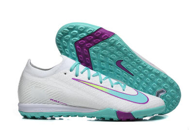 Men's Nike Air Zoom Mercurial Vapor 16 Elite TF Football Shoes - White/Aqua Wave/Sleek Purple