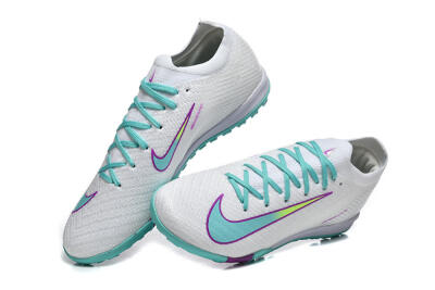 Men's Nike Air Zoom Mercurial Vapor 16 Elite TF Football Shoes - White/Aqua Wave/Sleek Purple