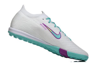 Men's Nike Air Zoom Mercurial Vapor 16 Elite TF Football Shoes - White/Aqua Wave/Sleek Purple