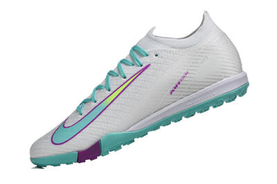 Men's Nike Air Zoom Mercurial Vapor 16 Elite TF Football Shoes - White/Aqua Wave/Sleek Purple