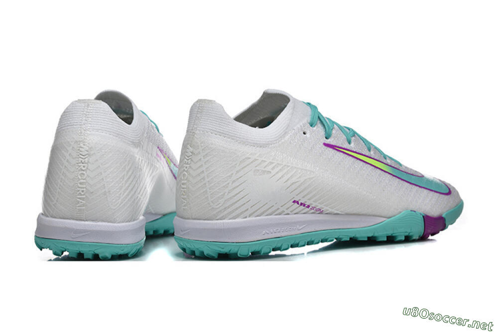 Men's Nike Air Zoom Mercurial Vapor 16 Elite TF Football Shoes - White/Aqua Wave/Sleek Purple 9