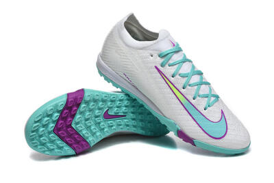Men's Nike Air Zoom Mercurial Vapor 16 Elite TF Football Shoes - White/Aqua Wave/Sleek Purple