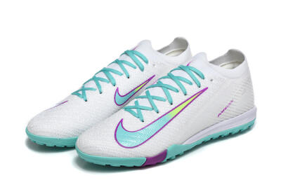 Men's Nike Air Zoom Mercurial Vapor 16 Elite TF Football Shoes - White/Aqua Wave/Sleek Purple