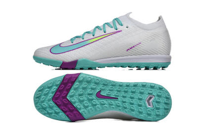 Men's Nike Air Zoom Mercurial Vapor 16 Elite TF Football Shoes - White/Aqua Wave/Sleek Purple