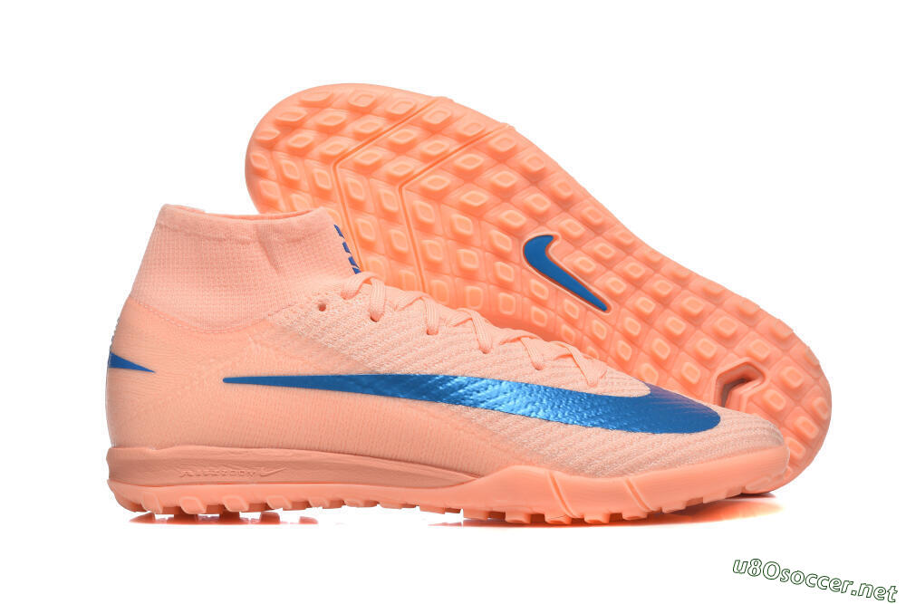 Men's Nike Air Zoom Mercurial Superfly 10 Elite TF Football Shoes - Peach/Sky Blue/Coral Pink 2