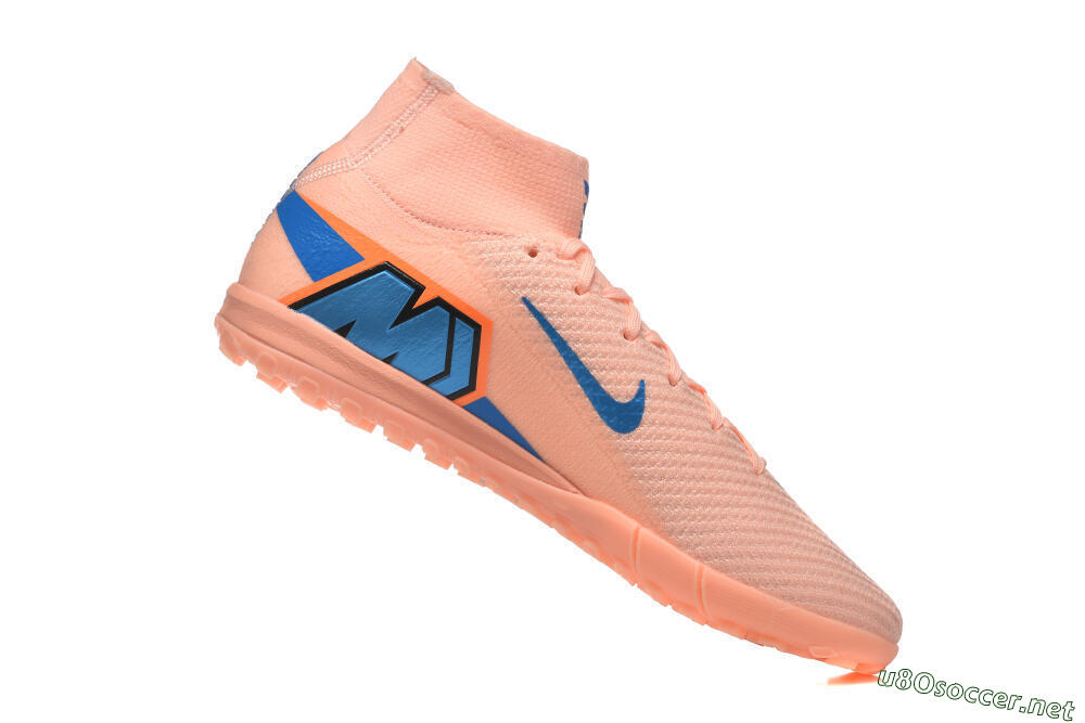 Men's Nike Air Zoom Mercurial Superfly 10 Elite TF Football Shoes - Peach/Sky Blue/Coral Pink 7