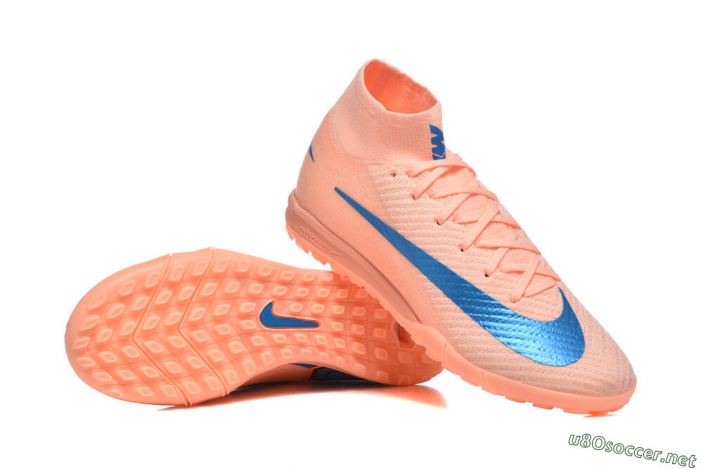 Men's Nike Air Zoom Mercurial Superfly 10 Elite TF Football Shoes - Peach/Sky Blue/Coral Pink 4