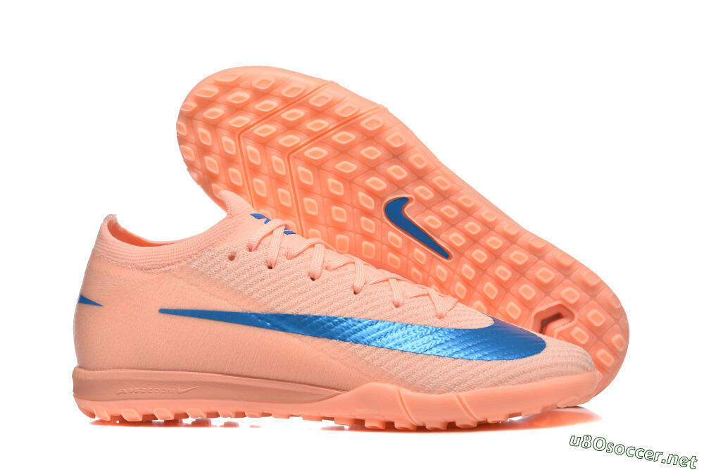 Men's Nike Air Zoom Mercurial Vapor 16 Elite TF Football Shoes - Peach/Azure Blue/Pearl Pink 2