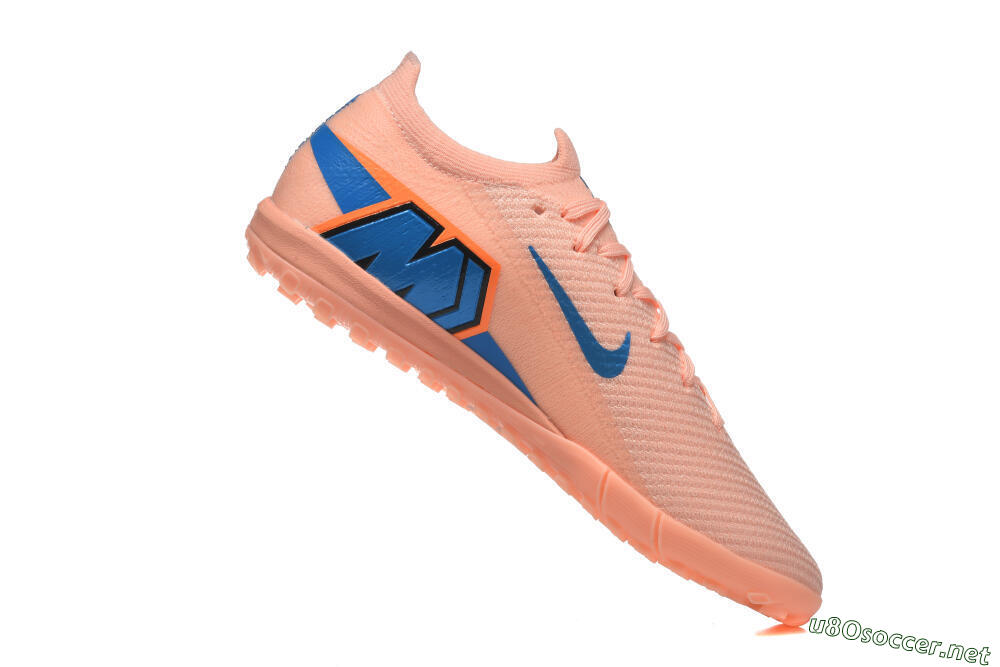 Men's Nike Air Zoom Mercurial Vapor 16 Elite TF Football Shoes - Peach/Azure Blue/Pearl Pink 7