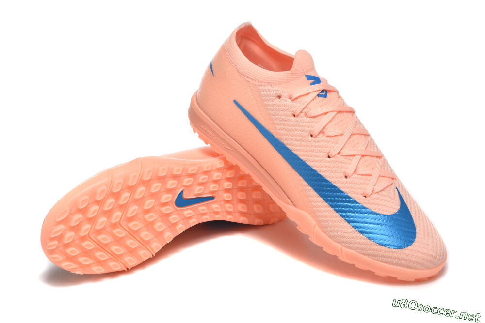 Men's Nike Air Zoom Mercurial Vapor 16 Elite TF Football Shoes - Peach/Azure Blue/Pearl Pink 4