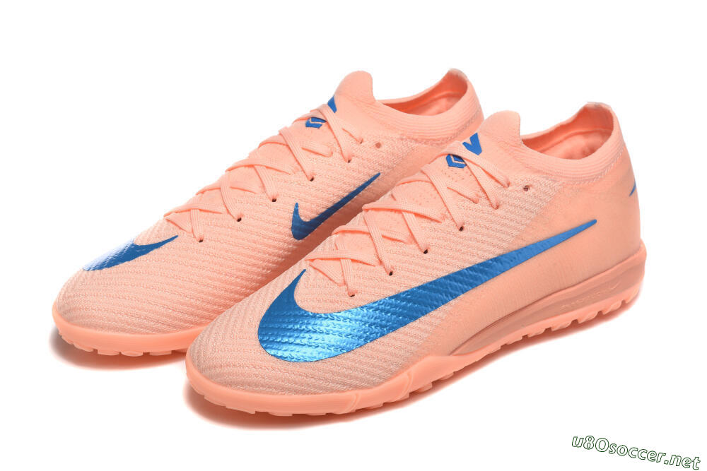 Men's Nike Air Zoom Mercurial Vapor 16 Elite TF Football Shoes - Peach/Azure Blue/Pearl Pink 5