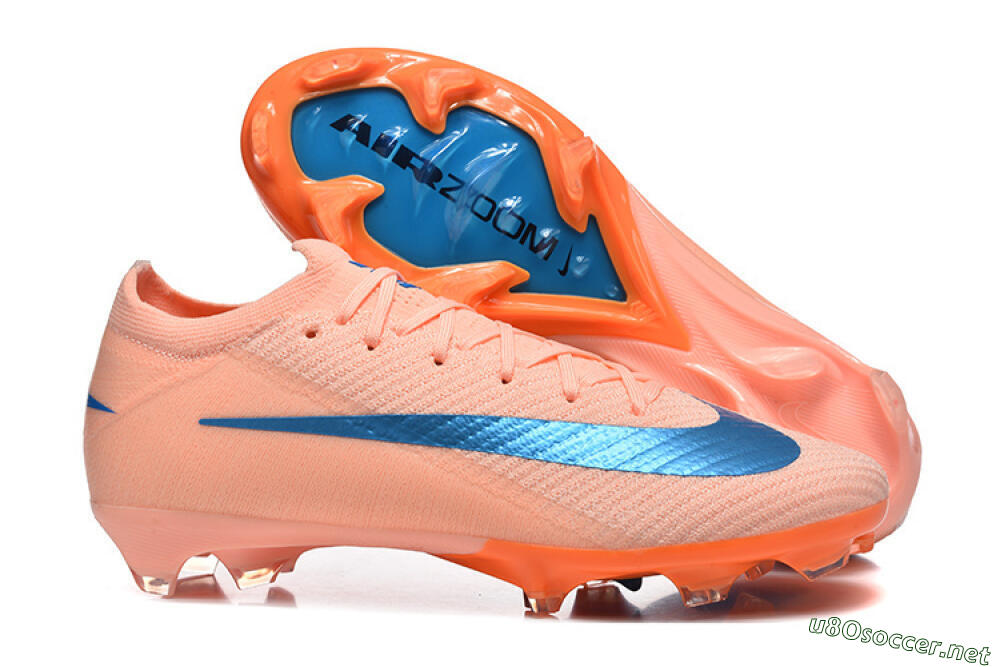 Men's Nike Air Zoom Mercurial Vapor 16 Elite FG Football Boots - Peach/Sky Blue/Coral Orange 2
