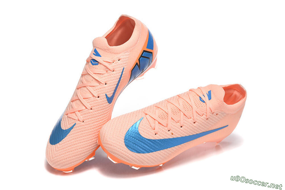Men's Nike Air Zoom Mercurial Vapor 16 Elite FG Football Boots - Peach/Sky Blue/Coral Orange 6