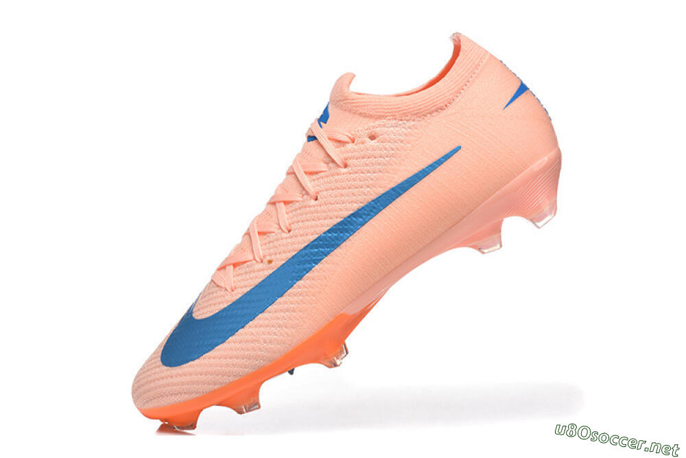 Men's Nike Air Zoom Mercurial Vapor 16 Elite FG Football Boots - Peach/Sky Blue/Coral Orange 8