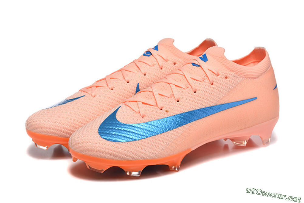 Men's Nike Air Zoom Mercurial Vapor 16 Elite FG Football Boots - Peach/Sky Blue/Coral Orange 5