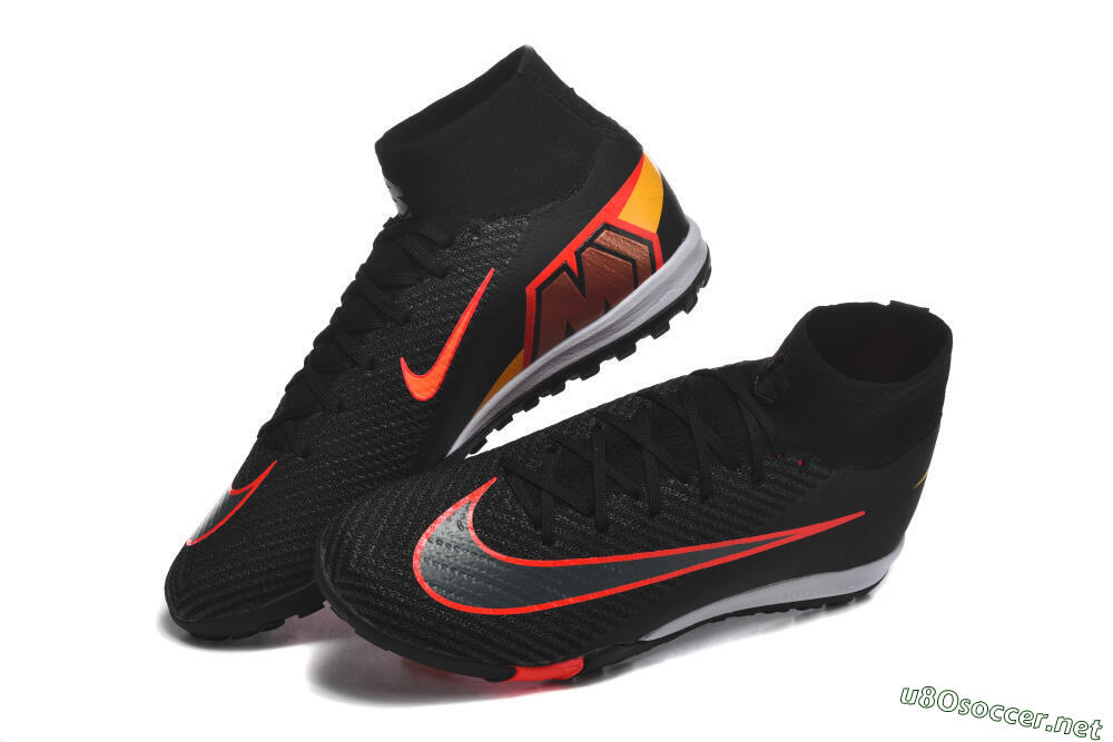 Men's Nike Air Zoom Mercurial Superfly 10 Elite TF Football Shoes - Black/Fiery Red/Sunshine Yellow 6