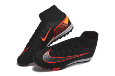 Men's Nike Air Zoom Mercurial Superfly 10 Elite TF Football Shoes - Black/Fiery Red/Sunshine Yellow