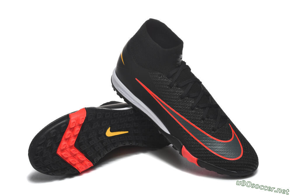 Men's Nike Air Zoom Mercurial Superfly 10 Elite TF Football Shoes - Black/Fiery Red/Sunshine Yellow 4