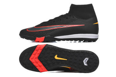 Men's Nike Air Zoom Mercurial Superfly 10 Elite TF Football Shoes - Black/Fiery Red/Sunshine Yellow