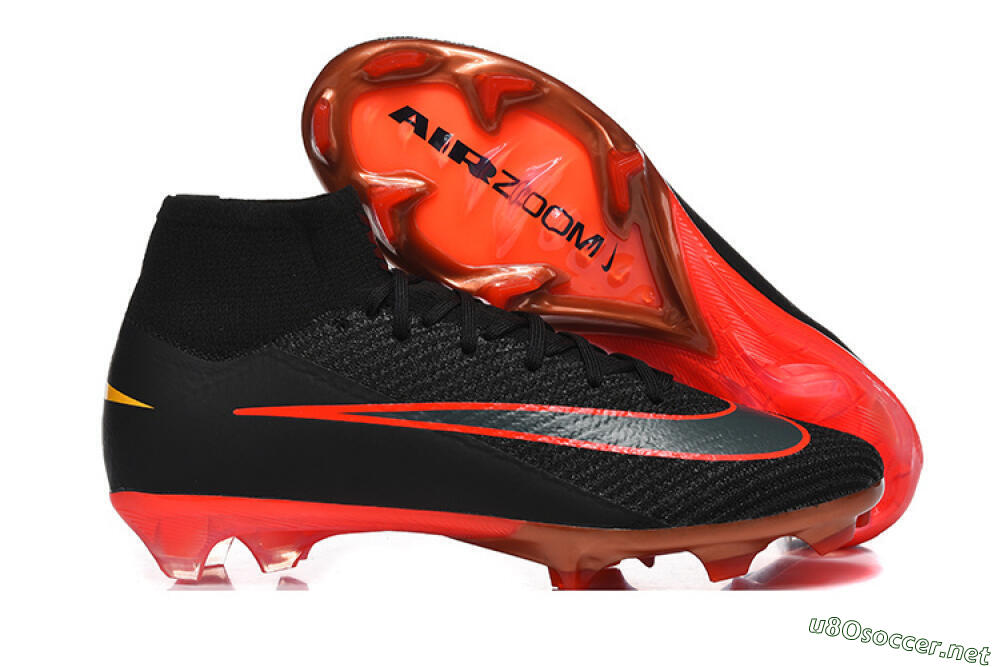 Men's Nike Air Zoom Mercurial Superfly 10 Elite FG Football Boots - Black/Fiery Red/Golden Yellow 2