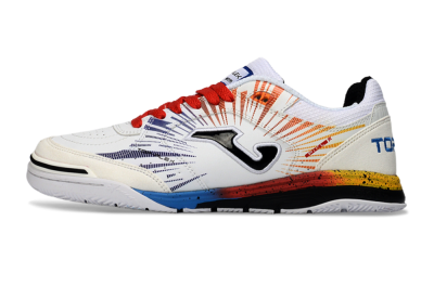 Men's Joma Top Flex IC Football Shoes - White/Fiery Red/Sapphire Blue