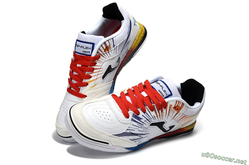 Men's Joma Top Flex IC Football Shoes - White/Fiery Red/Sapphire Blue 3