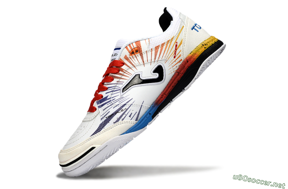 Men's Joma Top Flex IC Football Shoes - White/Fiery Red/Sapphire Blue 5