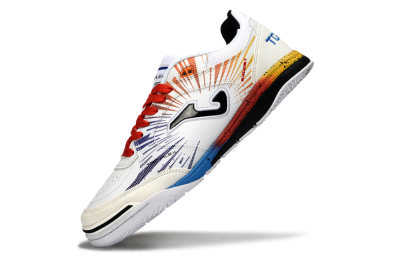 Men's Joma Top Flex IC Football Shoes - White/Fiery Red/Sapphire Blue