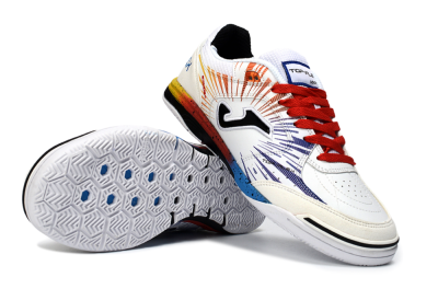 Men's Joma Top Flex IC Football Shoes - White/Fiery Red/Sapphire Blue