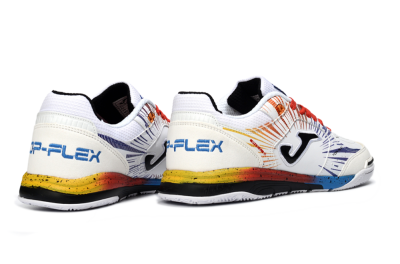 Men's Joma Top Flex IC Football Shoes - White/Fiery Red/Sapphire Blue