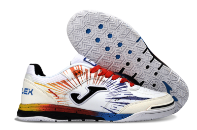 Men's Joma Top Flex IC Football Shoes - White/Fiery Red/Sapphire Blue